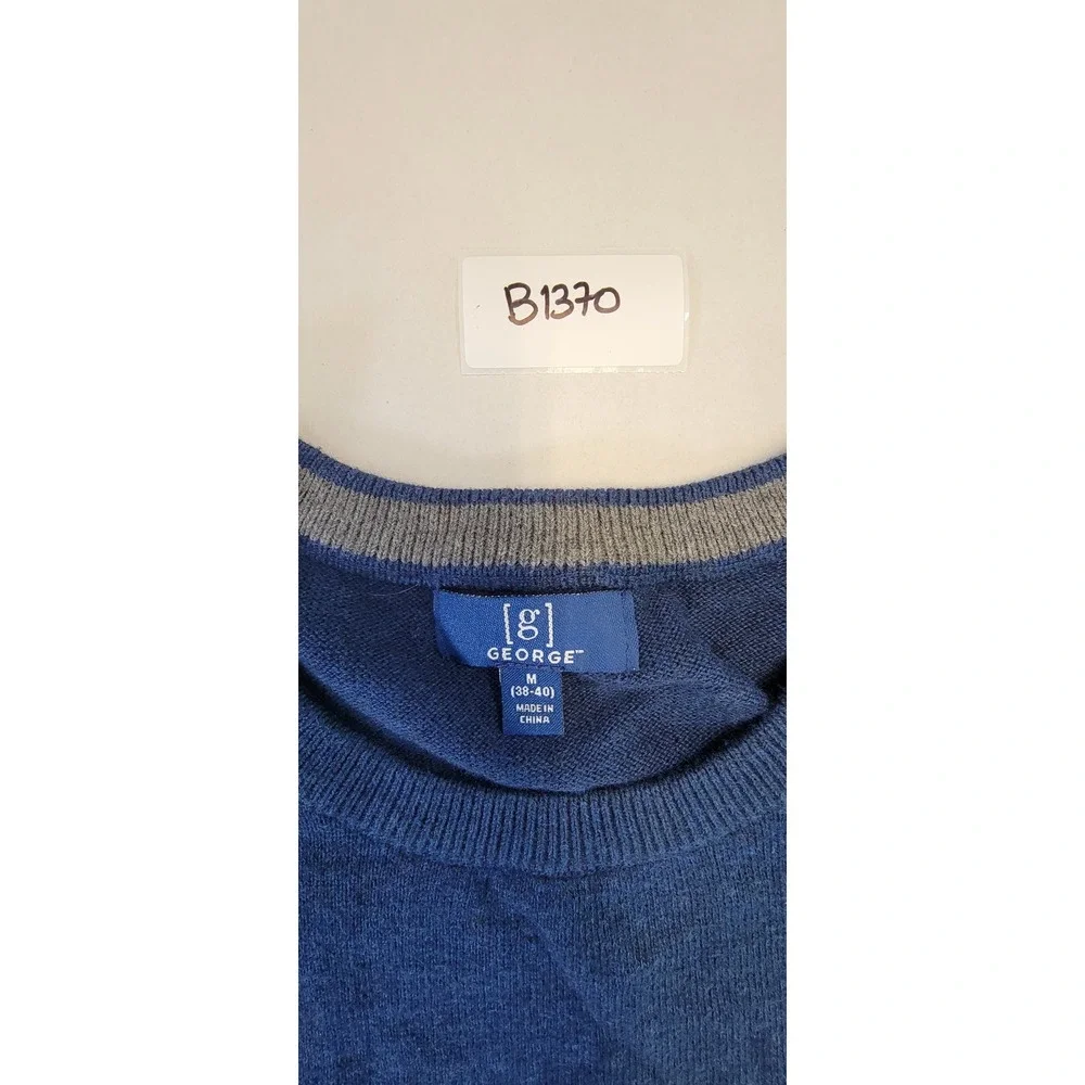 George Crew Neck Long Sleeve Sweater Mens Medium Blue Cotton Blend Casual‎